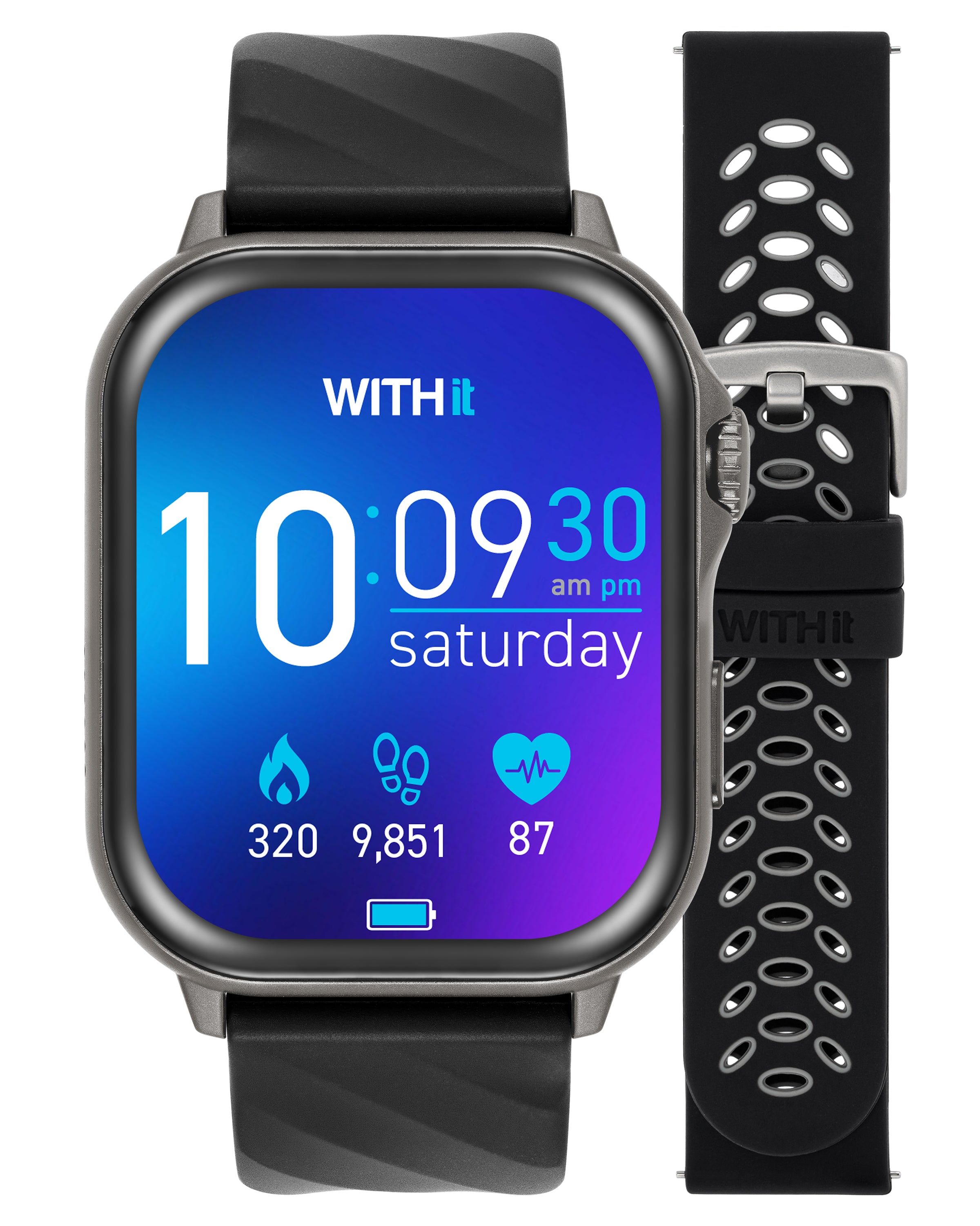 #color_giga smartwatch + 22mm universal sport silicone black/grey band